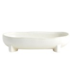 Półmisek ceramiczny na nóżkach Pemba 28x17, biały - Nordal