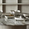 Półmisek ceramiczny na nóżkach Pemba 28x17, biały - Nordal