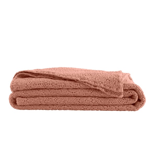Bawełniana narzuta z fakturą plastra miodu Songe Blush 260x240 - Essix