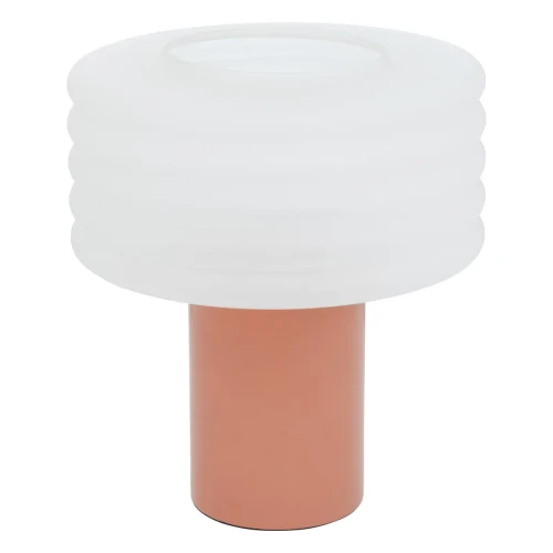 Lampa stołowa ze szklanym kloszem z reliefem Asti, różowa - Atmosphera