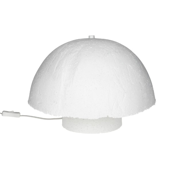 Lampa stołowa grzybek z papier-maché Competa Ø40, biała - Pomax