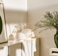Lampa stołowa grzybek z papier-maché Competa Ø40, biała - Pomax