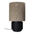Duża lampa stołowa z terakoty z jutowym kloszem Cordoba 66, czarna - Pomax