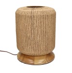 Lampa stołowa ze sznurka na drewnianej podstawie Cordera 39 - Pomax