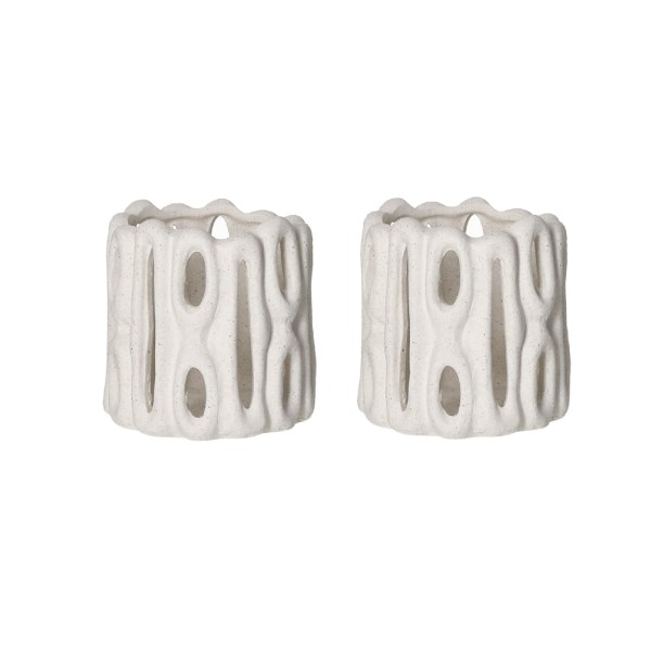Białe lampiony na tealighty, ceramiczne Cadiz 11, 2 szt – Pomax