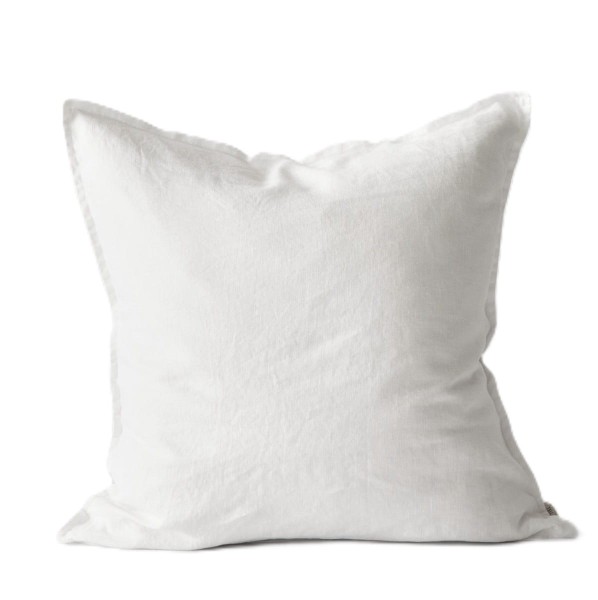 Poszewka na poduszkę z miękkiego lnu stonewashed, 50x50, biała - Tell Me More
