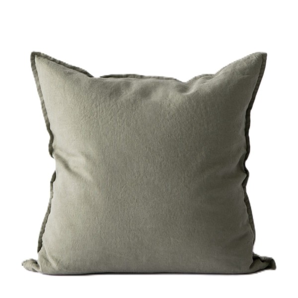 Poszewka na poduszkę z miękkiego lnu stonewashed, 50x50, Olive - Tell Me More