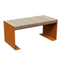Ławka ogrodowa Flanco 100x50x46, z cortenu i drewna - Decorti
