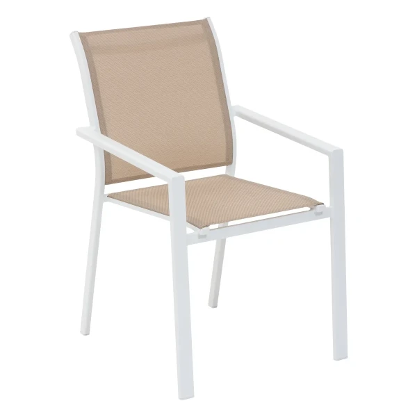 Krzesło ogrodowe sztaplowane z podłokietnikami Essentia, Linen White - Hesperide