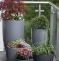 Wysoka donica okrągła Ø32, z włókna szklanego, szary mat - Polnix