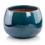 Donica ogrodowa ceramiczna Ø33, turkusowa - Polnix