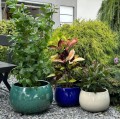 Donica ogrodowa ceramiczna Ø47, turkusowa - Polnix