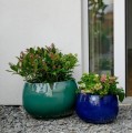 Donica ogrodowa ceramiczna Ø47, turkusowa - Polnix