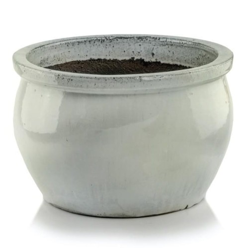 Donica ceramiczna niska z rantem Ø38, kremowa - Polnix