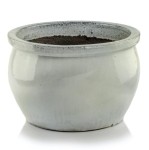 Donica ceramiczna niska z rantem Ø50, kremowa - Polnix
