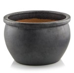 Donica ceramiczna niska z rantem Ø50, antracyt - Polnix