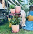 Doniczka ceramiczna z podstawką Ø23, różowa - Polnix