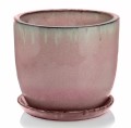 Doniczka ceramiczna z podstawką Ø41, różowa - Polnix