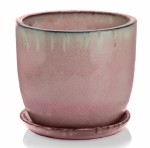 Doniczka ceramiczna z podstawką Ø41, różowa - Polnix