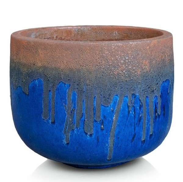 Ręcznie wykonana donica ogrodowa ceramiczna Ø38, kobalt brąz - Polnix