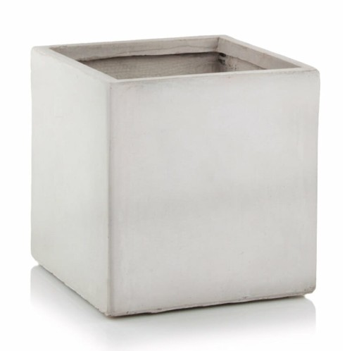 Donica kwadratowa z włókna ceramicznego 25x25x25, jasny szary - Polnix
