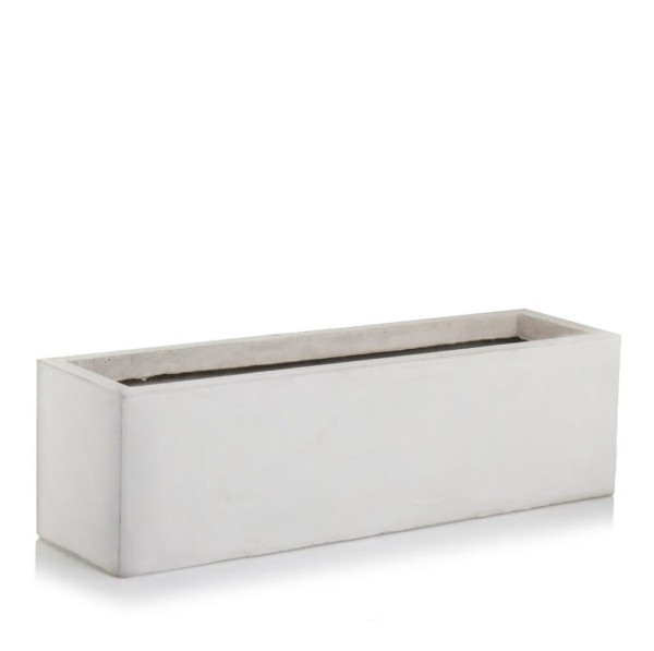Podłużna donica ogrodowa niska z włókna ceramicznego 60x17x17, jasny szary - Polnix 
