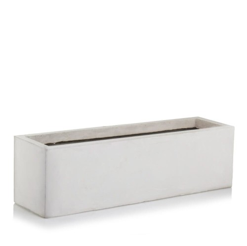 Podłużna donica ogrodowa niska z włókna ceramicznego 80x30x30, jasny szary - Polnix