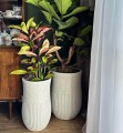 Doniczki wysokie do salonu, kremowe terrazzo mat, 2 szt - Polnix