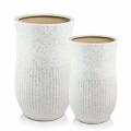 Doniczki wysokie do salonu, kremowe terrazzo mat, 2 szt - Polnix