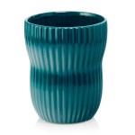Ceramiczna osłonka doniczkowa o nieregularnym kształcie z ryflowaniem Ø13, turkusowa - Polnix