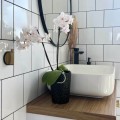 Ceramiczna osłonka na storczyka z wgniatanym wzorem Ø13, czarna - Polnix