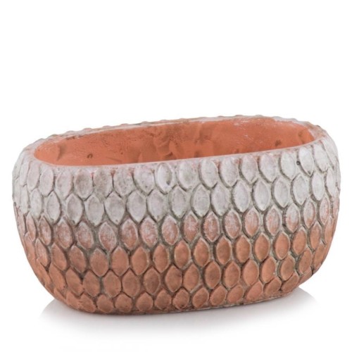 Owalna ceramiczna doniczka z wypukłym wzorem - Polnix