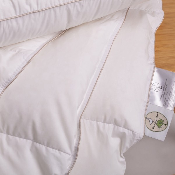 Kołdra z puchu gęsiego 160x200 Tree Goose Warm, bawełna i tencel, 100% puch, zimowa - Notte