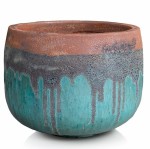 Ręcznie wykonana donica ogrodowa ceramiczna Ø49, turkus brąz - Polnix