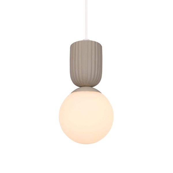 Lampa wisząca szklana kula z rowkowaną oprawą Sadie, beż - Nordlux