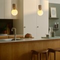 Lampa wisząca szklana kula z rowkowaną oprawą Sadie, brąz - Nordlux