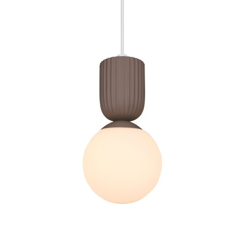 Lampa wisząca szklana kula z rowkowaną oprawą Sadie, brąz - Nordlux