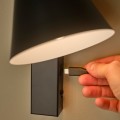 Prosty kinkiet z portem USB Wilmer, czarny - Nordlux