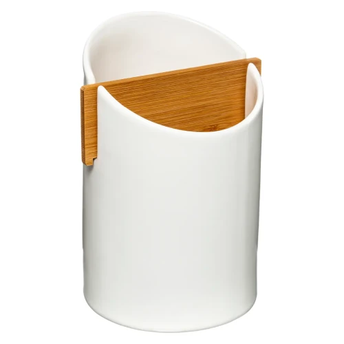 Biały pojemnik na przybory kuchenne z dwiema przegródkami, ceramiczny - 5five