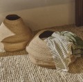 Lniany pled w paski Saint-Tropez 170x130, zielony - Pomax