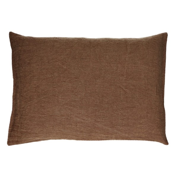 Poduszka dekoracyjna lniana Alpha Basics 70x50, czekoladowa - Pomax