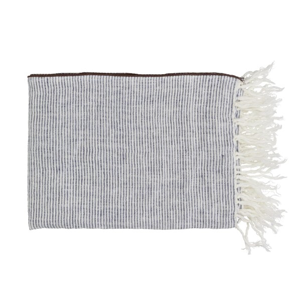 Pled w drobne paski z lnu Cirque Magique 170x130, blue - Pomax