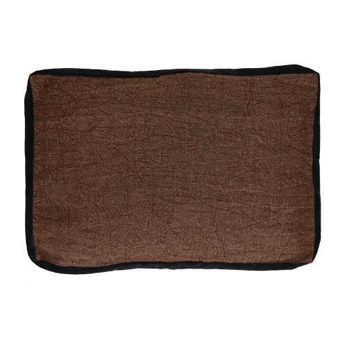 Lniana poduszka dekoracyjna z welurowymi bokami Alpha Borders 60x40, choco - Pomax