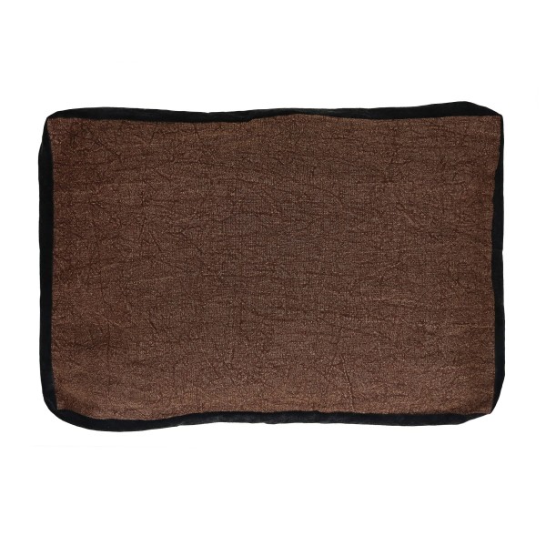 Lniana poduszka dekoracyjna z welurowymi bokami Alpha Borders 60x40, choco - Pomax