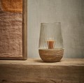 Świecznik drewniany ze szklanym kloszem Arbre 28, naturalny - Pomax