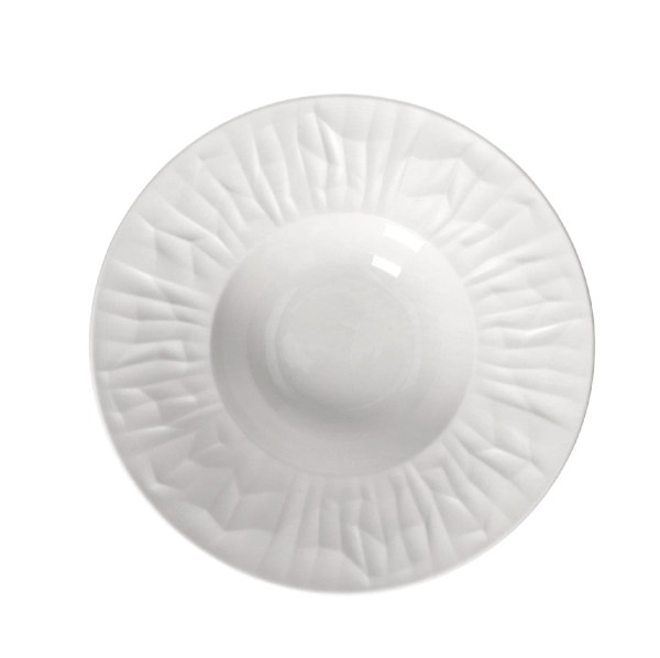Talerze głębokie porcelanowe z nieregularnym wzorem Leggero 19 białe, 4 szt - Pomax
