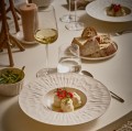 Talerze głębokie porcelanowe z nieregularnym wzorem Leggero białe, 4 szt - Pomax