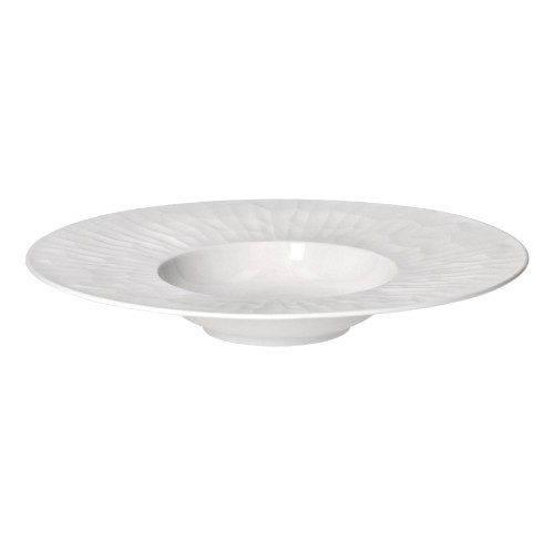 Talerze głębokie porcelanowe z nieregularnym wzorem Leggero 28 białe, 4 szt - Pomax