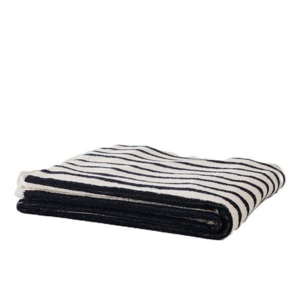 Ręcznik kąpielowy frotte w paski Bonnie Black 70x140 cm - Tell Me More