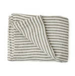Lniany obrus w paski Leon 145x330, Seagrass - Tell Me More